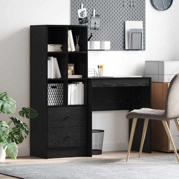 vidaXL Bureau Zwart Eiken 135,5 x 50 x 127 cm 2 st, Verzenden, Nieuw