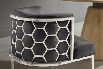 Stoel ELEGANCE fluweelgrijs met zilverkleurig, Huis en Inrichting, Stoelen, Ophalen of Verzenden, Nieuw