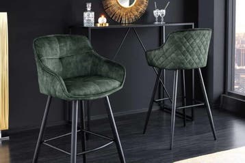 Design barkruk EUPHORIA groen fluweel zwart metalen poten, Huis en Inrichting, Ophalen of Verzenden, Nieuw