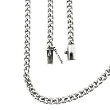 Zilveren gourmetschakel ketting | 50 cm, Sieraden, Tassen en Uiterlijk, Kettingen, Ophalen of Verzenden, Gebruikt, Zilver, Zilver