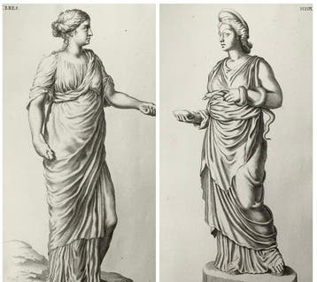 Lot of 2 large folio engravings of Goddesses Ceres & Hygieia, Antiek en Kunst, Antiek | Boeken en Bijbels