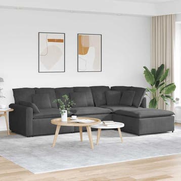 vidaXL Modulaire bank met voetenbank&kussens corduroy stof, Huis en Inrichting, Verzenden, Nieuw, Stof
