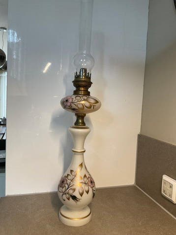 Olielamp - Opaline glas - 1890/1910 Nieuwstaat 71cm