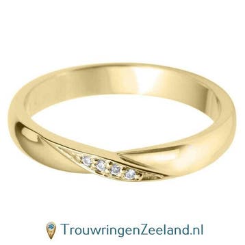 Aanschuifring in 9/18 karaat geelgoud in Twist-vorm met 3..., Verzenden, Nieuw