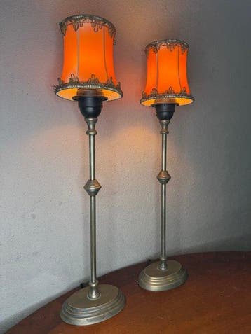 Den Hartog Verlichting - Tafellamp (2) - Metaal, Textiel -