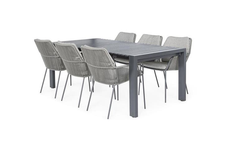 Suns Punta 6-persoons dining set antraciet met uitschuifbare, Tuin en Terras, Tuinsets en Loungesets, Ophalen of Verzenden