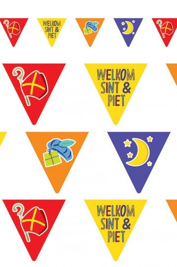 Vlaggenlijn Welkom Sint en Piet Dubbelzijdig, Diversen, Sinterklaas, Verzenden, Nieuw