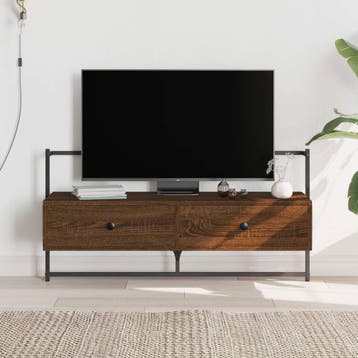 vidaXL Tv-meubel wandgemonteerd 100,5x30x51 cm hout bruin, Huis en Inrichting, Minder dan 50 cm, Verzenden, Nieuw, Minder dan 100 cm