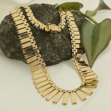Gouden Cleopatra collier (Ketting), Ophalen of Verzenden, Gebruikt, Overige kleuren, Goud