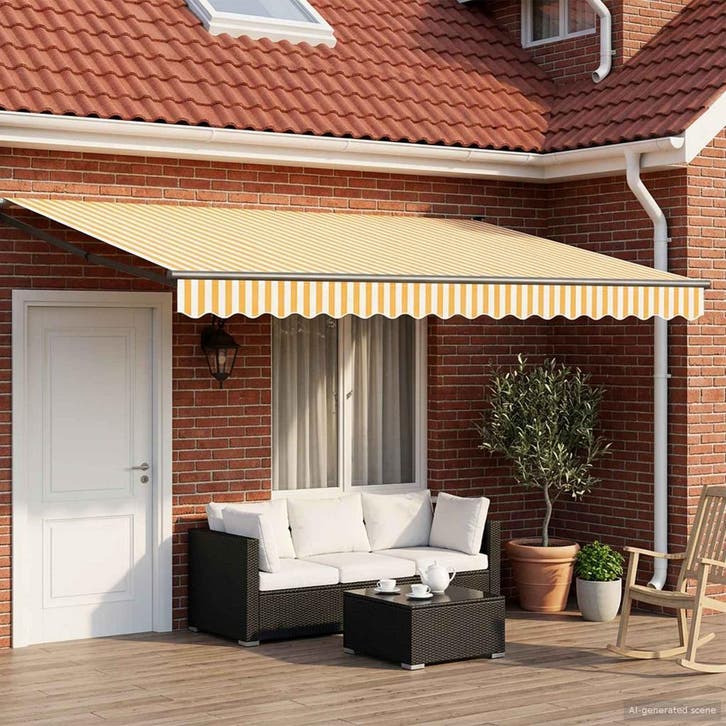 vidaXL Handbediende luifel met LEDs Geel, Wit, Anthraciet 4, Tuin en Terras, Zonneschermen, Nieuw, Verzenden