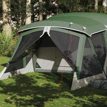 vidaXL Tent met luifel 4-persoons waterdicht groen, Caravans en Kamperen, Verzenden, Nieuw, Tot en met 2