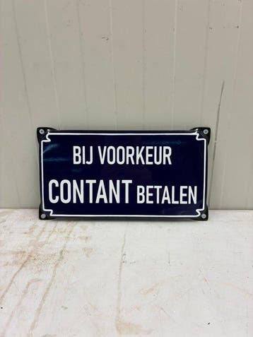 Bij Voorkeur Contant Betalen – Groot Emaille Winkelbord -