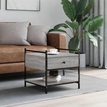 vidaXL Salontafel 50x50x50 cm bewerkt hout grijs sonoma, Verzenden, Nieuw, Overige houtsoorten, 50 tot 100 cm