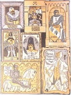 Jonge wijn in oude vaten op spotprent (lijst optie, Lithos), Verzenden