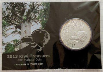 Nieuw-Zeeland. 1 Dollar 2013, Kiwi Treasures, 1 Oz (Zonder