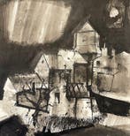 Yves Ganne (1931-2019) - Vue d’un Village - Paysage (Vendu, Antiek en Kunst