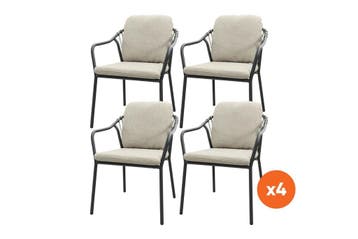 VDG Set van 4 - Pisa rope dining tuinstoel - Royal Grey, Tuin en Terras, Tuinstoelen, Verzenden, Nieuw, Overige materialen