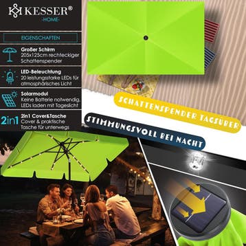 Stokparasol - Parasol - 125x205 cm - Tuinparasol - LED - Gro, Verzenden, Zo goed als nieuw