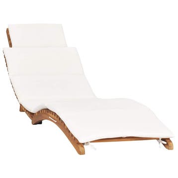 vidaXL Ligbed inklapbaar met crèmewit kussen massief, Tuin en Terras, Verzenden, Nieuw