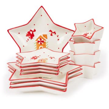 Kerstservies stervormig - 12-delig | 4-persoons, Verzenden, Nieuw