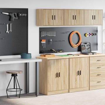 vidaXL Garagekasten 2 st Spaanplaat Sonoma eikenkleurig, Verzenden, Nieuw