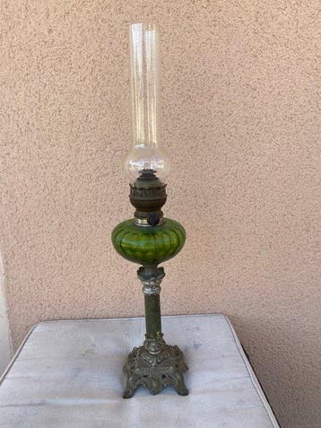 Petroleumlamp - Glas, Messing, Metaal, Marmer