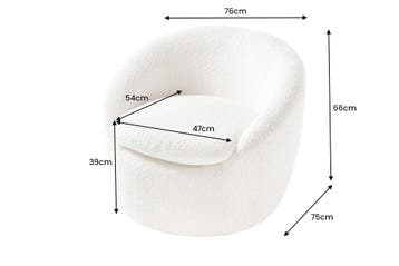 Fauteuil ALPINE 360° draaibaar bouclé wit - 43531, Huis en Inrichting, Ophalen of Verzenden, Nieuw