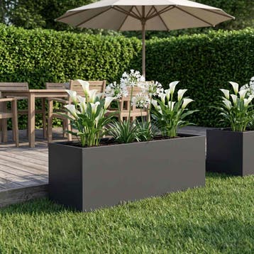 vidaXL Plantenbak Zwart 60 x 20 x 20 cm Koudgewalst staal, Minder dan 30 cm, Verzenden, Minder dan 60 cm, Nieuw