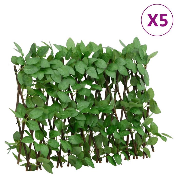 vidaXL Kunstplant klimop op latwerk 5 st uittrekbaar 180x30, Tuin en Terras, Schuttingen, Nieuw, Kunststof, Minder dan 1 meter