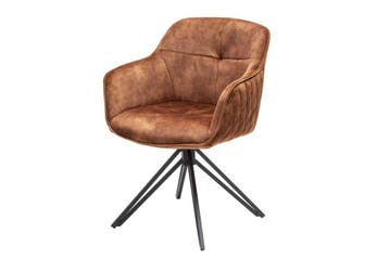 Draaibare design stoel EUPHORIA bruin fluweel met armleuning, Huis en Inrichting, Stoelen, Ophalen of Verzenden, Nieuw