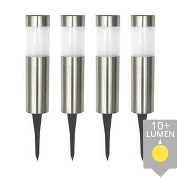 Solar priklamp Lucifer RVS padverlichting (4 stuks), Verzenden, Minder dan 50 watt, Nieuw, Rvs