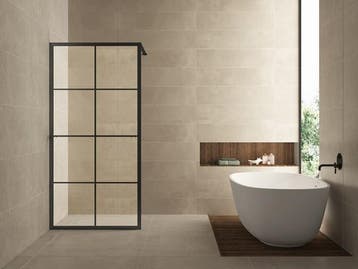 Wiesbaden Inloopdouche Zwart met Handdoekbeugel – 120 x 200, Doe-het-zelf en Verbouw, Ophalen of Verzenden, Nieuw, Glas, Bad
