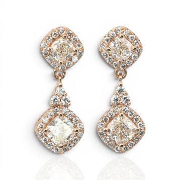 Oorbellen - 18 karaat Roségoud - 3.05ct. tw. Diamant, Nieuw