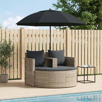 vidaXL Tuinbankstel 8 st poly rattan Licht Grijs en Donker, Verzenden, Nieuw