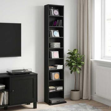 vidaXL CD Kast Zwart eiken 33 x 23,5 x 175 cm Bewerkt hout, Verzenden, Nieuw