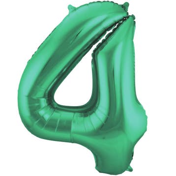 Folie Ballon cijfer 4 Metallic Groen 86 cm, Verzenden, Nieuw, Feestartikel, Verjaardag