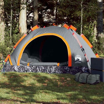 vidaXL Tent 2-persoons snelontgrendeling grijs en oranje, Verzenden, Nieuw, Tot en met 2