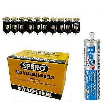 19mm 500 stalen nagels &amp; gasbus t.b.v. Spit Pulsa 700, Ophalen of Verzenden, Nieuw