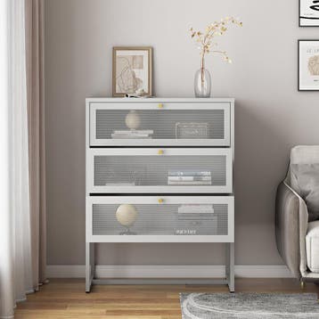Commode Sund ladekast staal 105x80x40 cm grijs [en.casa], Verzenden, Nieuw in verpakking