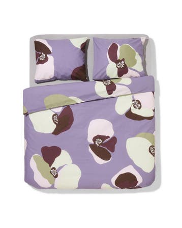 HEMA Dekbedovertrek 200x200/220cm zacht katoen bloemen, Verzenden, Nieuw, Paars
