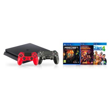 Sony Playstation 4 Slim 500GB Console + 2 Controllers + Gezi, Verzenden, Gebruikt