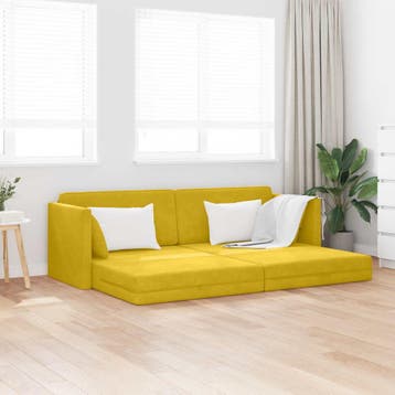 vidaXL Vloerslaapbank Geel 213 x 70 x 77 cm Fluweel, Verzenden, Nieuw, Stof, Minder dan 150 cm