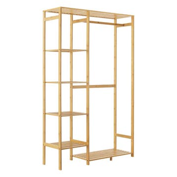 [en.casa] Bamboe kledingrek Eurajoki met planken 90x30x145 c, Verzenden, Nieuw