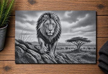 Leeuw wandbord 30x20 cm – aluminium Dibond – Afrika, Eigen ontwerp, Vintage, Nieuw, Wandbord of Wandpaneel