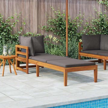 vidaXL Ligbed met 1 armleuning massief acaciahout, Tuin en Terras, Verzenden, Nieuw, Hardhout