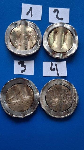 Europa. 2 Euro Various Years (4 coins with cancellation