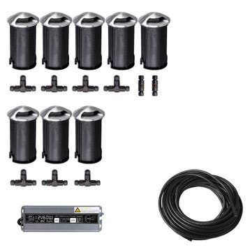 8x LED tuinpad spot - 12V - 2 kanten - 41mm - complete set, Hobby en Vrije tijd, Ophalen of Verzenden, Nieuw