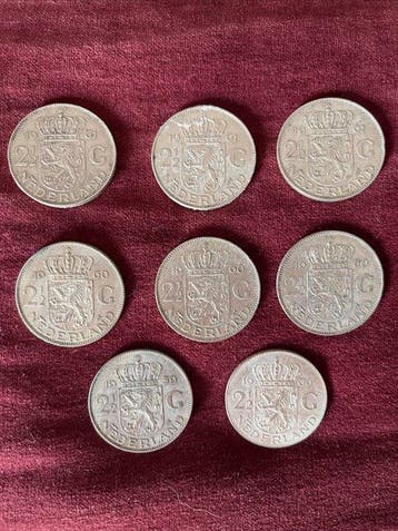 Nederland. Juliana. 2 1/2 Gulden 1960/1961, 1959, 1966 (8