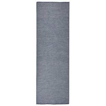 vidaXL Buitenkleed platgeweven 80x250 cm blauw, Verzenden, Nieuw, Blauw