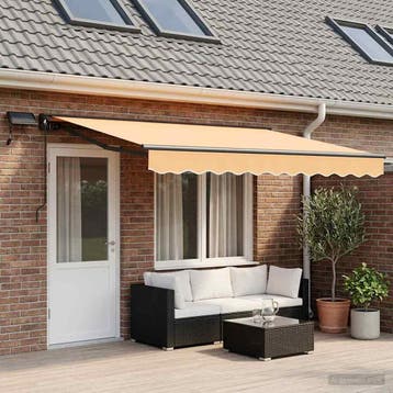 vidaXL Handmatige Luifelhouder met LEDs Zand 4 × 3 m, Verzenden, Nieuw